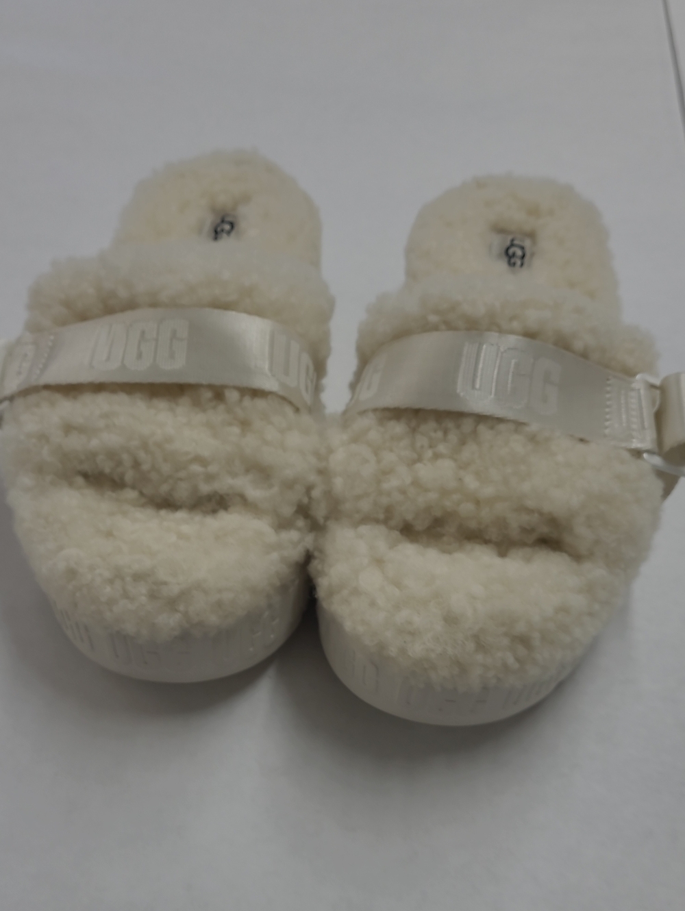 UGG Fluff Yes Slide Shearling Slides in Cream Size 8 - Picture 3 of 8